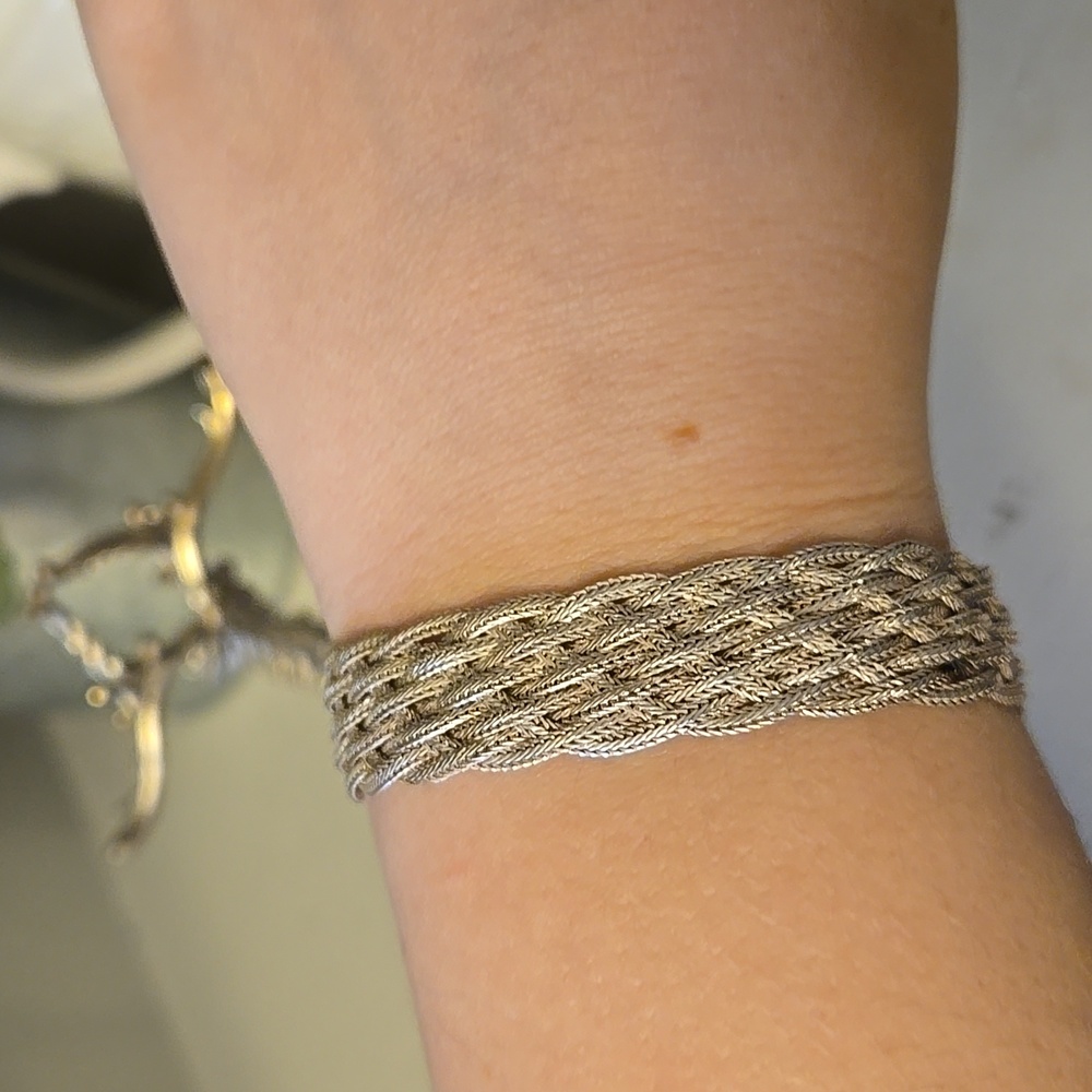 925 Sterling-Tone Braided Rope Multi-Strand Bracelet - Silver